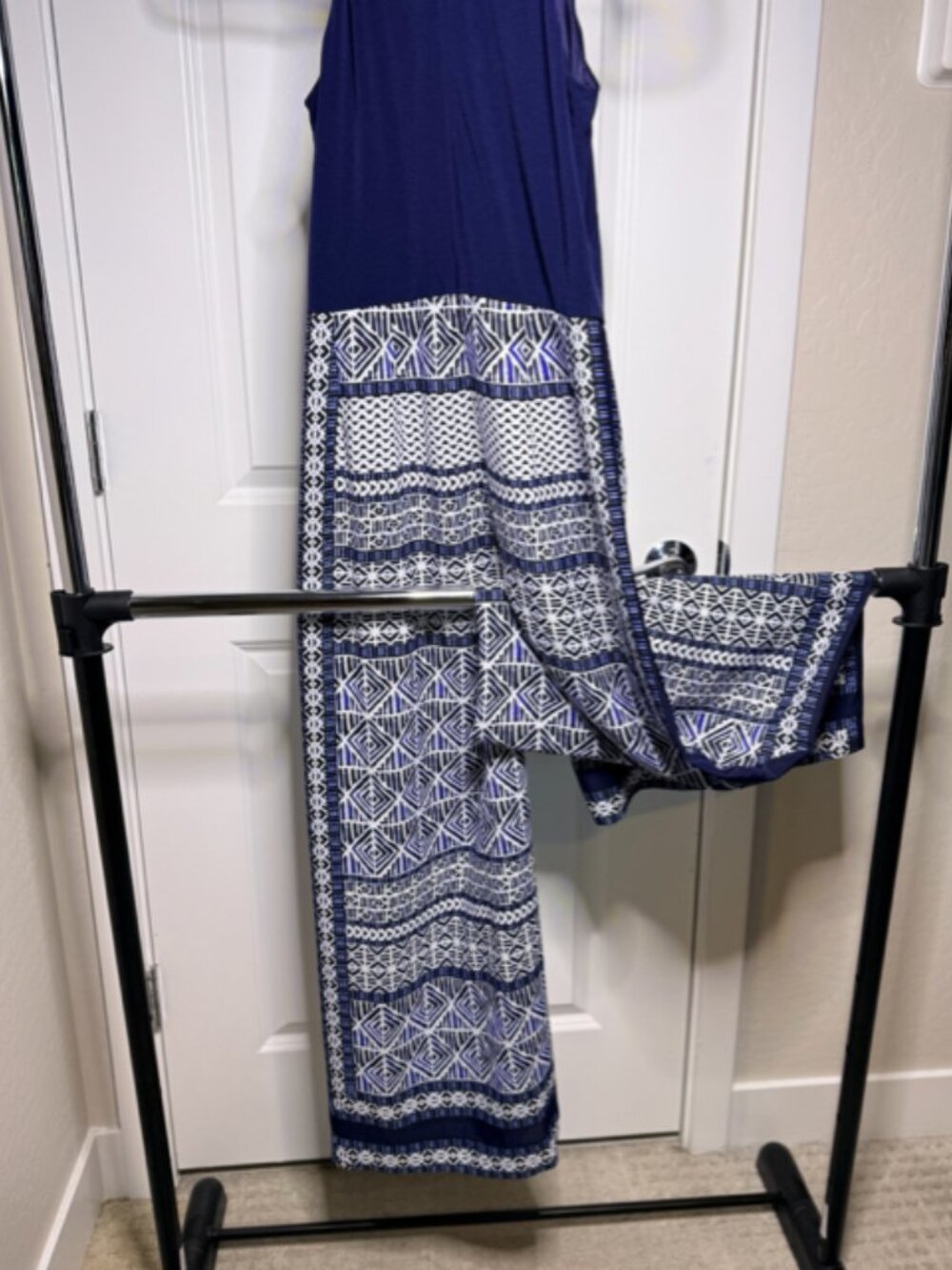 Vince Camuto Navy Geometric Halter Jumpsuit with Wide Leg, Size 4 - Picture 8 of 10